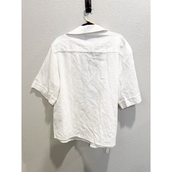 Dear Deer White Linen Double Breasted Jacket Wrap Front Side Tie Medium NWT - Picture 4 of 7